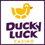 Ducky Luck Casino logo with a yellow duck graphic above bold purple text saying DUCKY LUCK and CASINO in yellow below